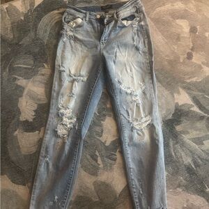 Judy Blue Distressed Skinny Jeans - Light Blue